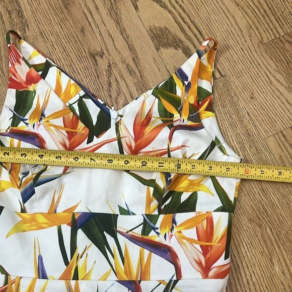 KAREN MILLEN BIRD OF PARADISE PRINT FIT & FLARE  DRESS US 8 UK12 EU40 - Picture 8 of 10
